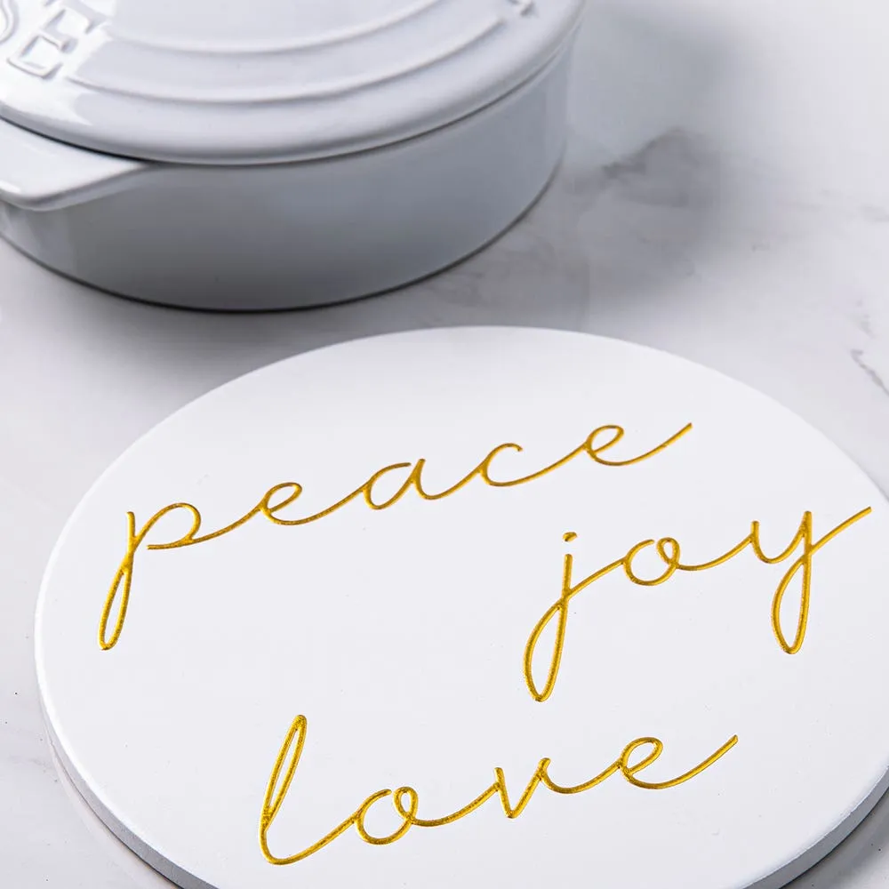 KSP Christmas Ceramic 'Peace Joy Love' Trivet 20cm Dia.