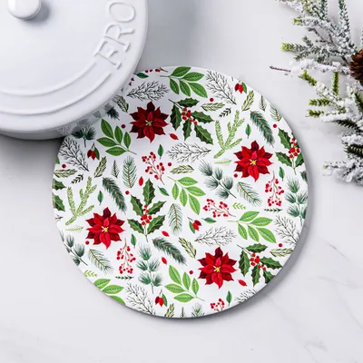 KSP Christmas Ceramic 'Poinsettia' Trivet 20cm Dia.