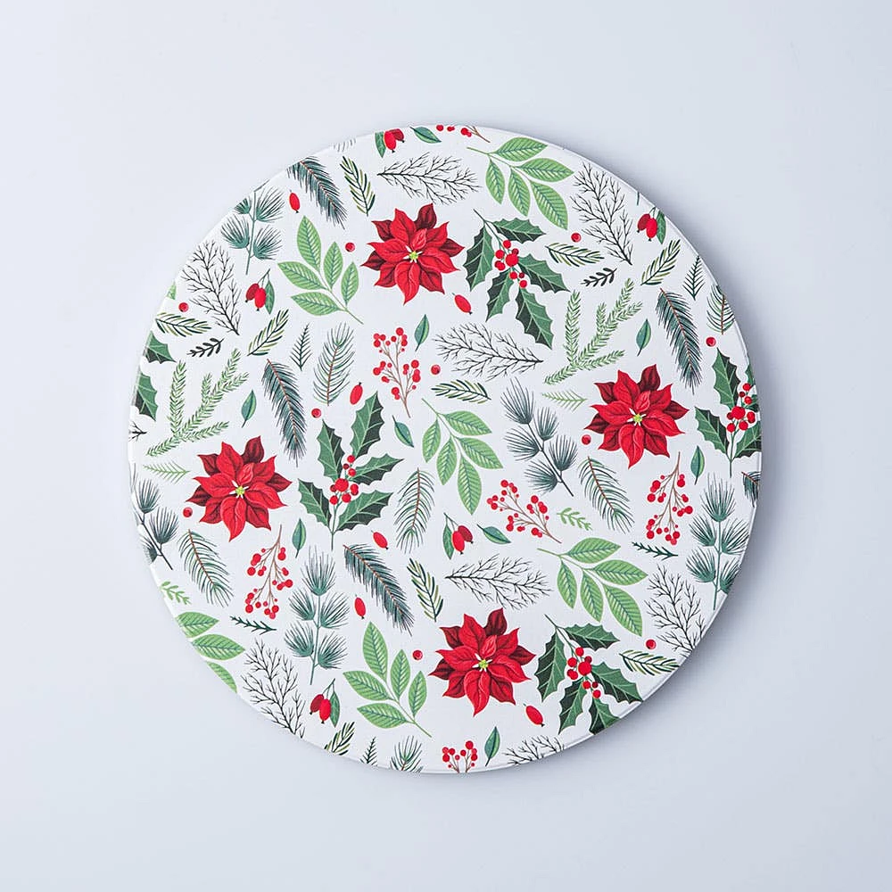 KSP Christmas Ceramic 'Poinsettia' Trivet 20cm Dia.