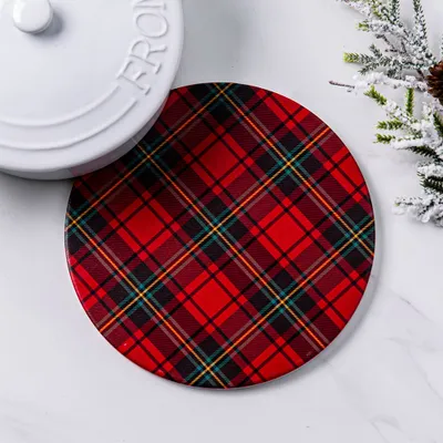 KSP Christmas Ceramic 'Plaid' Trivet 20cm Dia.