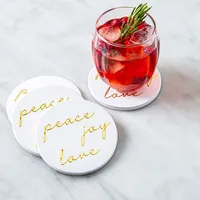 KSP Christmas Ceramic 'Peace Joy Love' Coaster - Set of 4 10cm Dia.