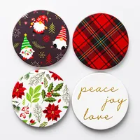 KSP Christmas Ceramic 'Poinsettia' Coaster - Set of 4 10cm Dia.