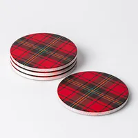 KSP Christmas Ceramic 'Plaid' Coaster - Set of 4 10cm Dia.