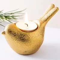 KSP Christmas 'Partridge' Ceramic Tealight Holder - Set of 3 (Gold)