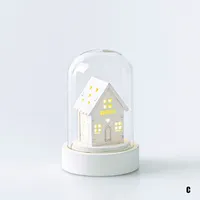 Koopman Christmas Bell Glass 'Assorted' LED House On Wood Base