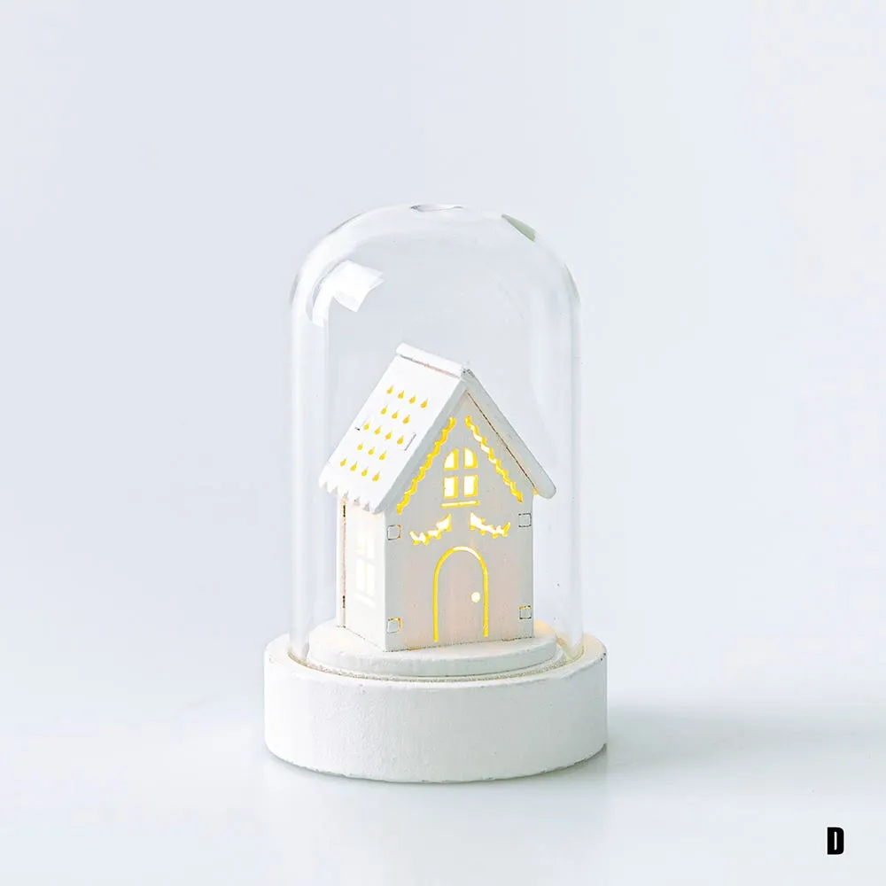 Koopman Christmas Bell Glass 'Assorted' LED House On Wood Base