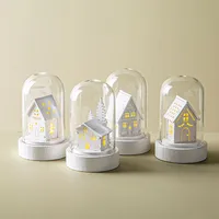 Koopman Christmas Bell Glass 'Assorted' LED House On Wood Base