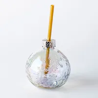 Koopman Christmas 'Ornament' Glass Drinking Sipper w/straw (Asstd.)