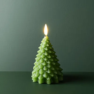 Koopman Christmas 'Tree' LED Candle (Green) - Small