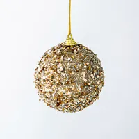 Koopman Christmas 'Ball w/Beads' Plastic Ornament (Gold/White)