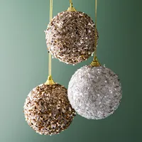 Koopman Christmas 'Ball w/Beads' Plastic Ornament (Gold/White)