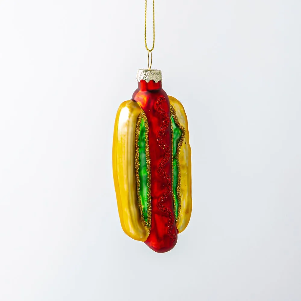 KSP Christmas 'Hotdog' Glass Ornament (Multi Colour)