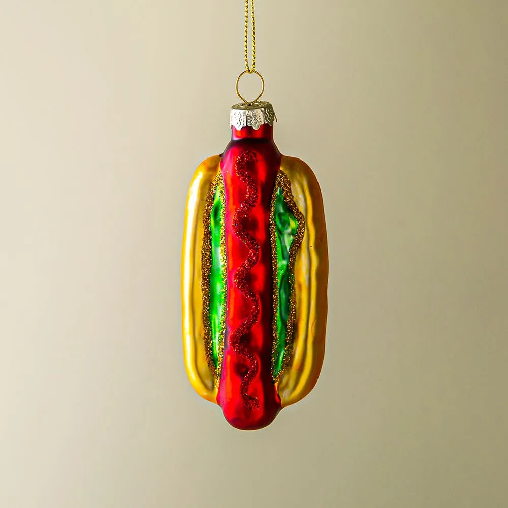 KSP Christmas 'Hotdog' Glass Ornament (Multi Colour)