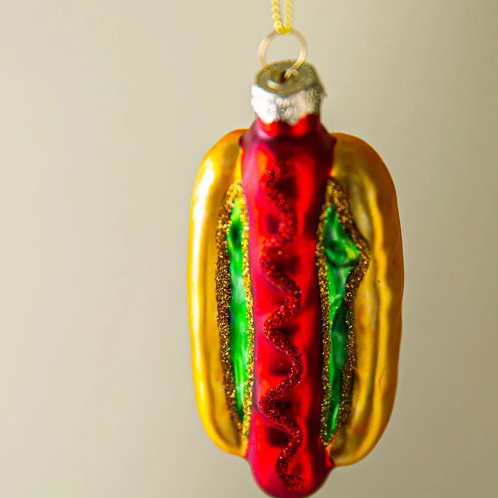 KSP Christmas 'Hotdog' Glass Ornament (Multi Colour)