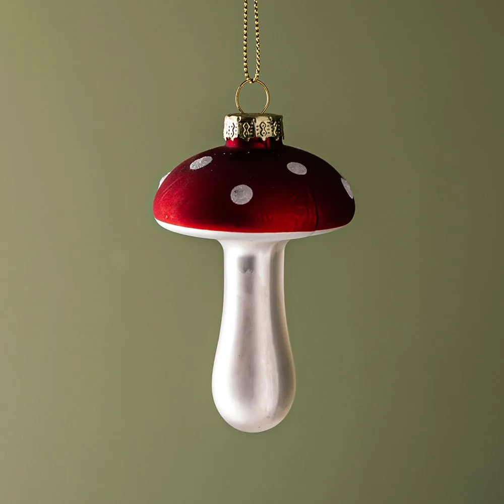 KSP Christmas 'Mushroom' Glass Ornament (Red/White)