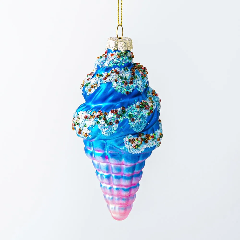 KSP Christmas 'Ice Cream Cone' Glass Ornament (Multi Colour)