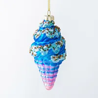 KSP Christmas 'Ice Cream Cone' Glass Ornament (Multi Colour)