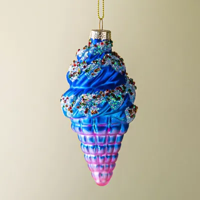 KSP Christmas 'Ice Cream Cone' Glass Ornament (Multi Colour)