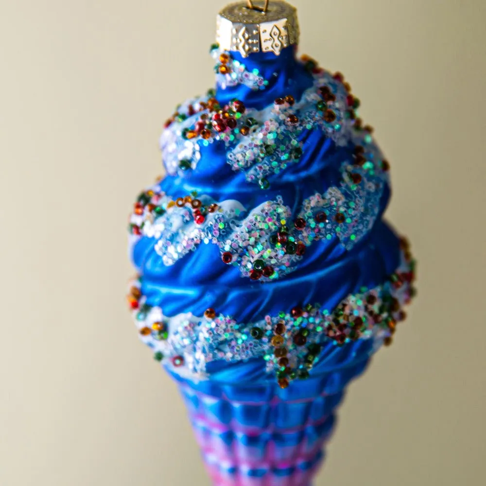 KSP Christmas 'Ice Cream Cone' Glass Ornament (Multi Colour)