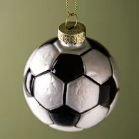 KSP Christmas 'Soccer' Glass Ornament (White/Black)