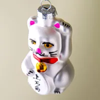 KSP Christmas 'Lucky Cat' Glass Ornament (Multi Colour)