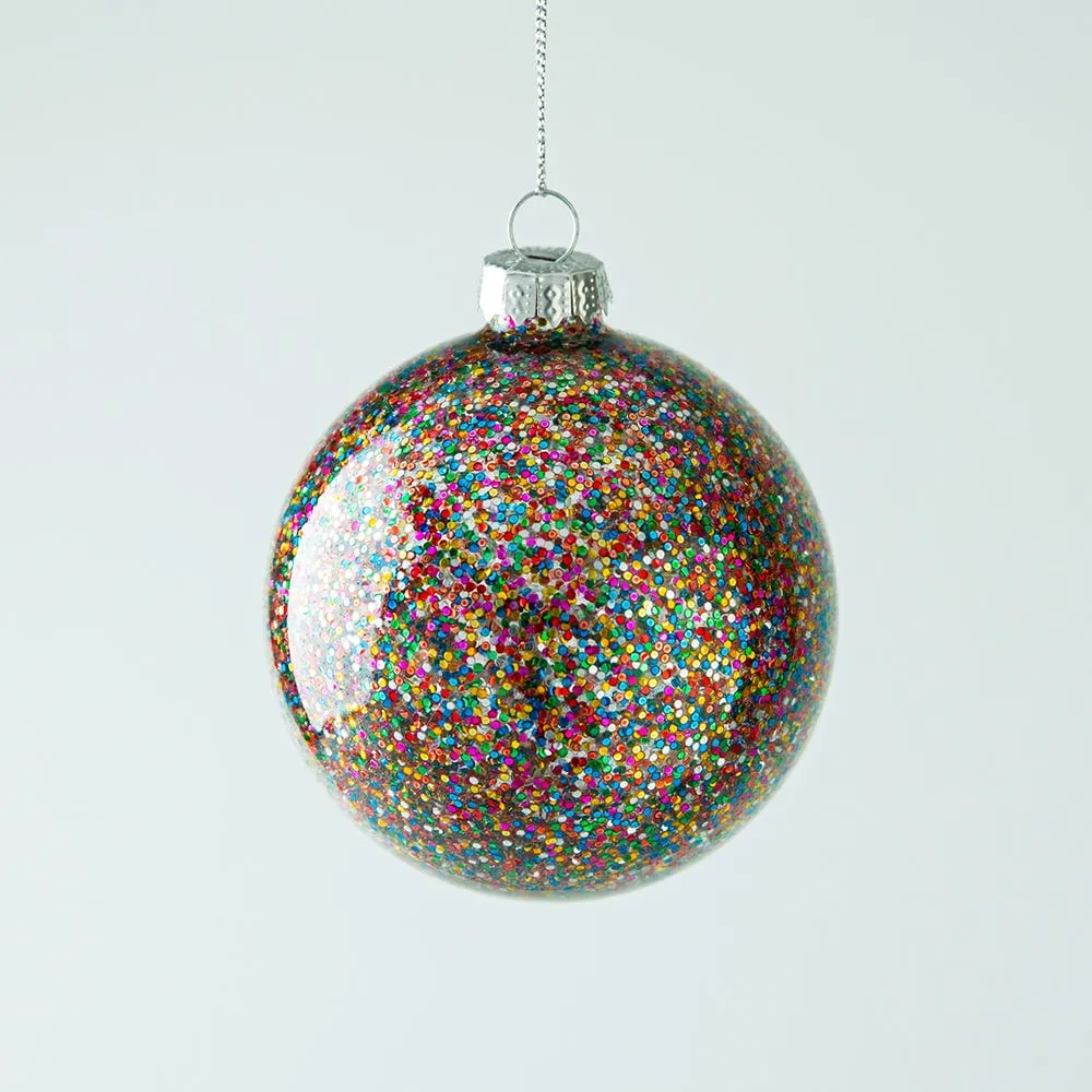 KSP Christmas 'Sparkle' Glass Ball Ornament (Rainbow)