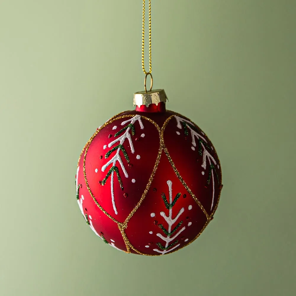 KSP Christmas 'Tree Line' Glass Ball Ornament (Multi Colour)