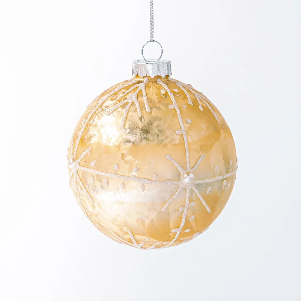 KSP Christmas 'Snowflake' Glass Ball Ornament (Soft Gold)