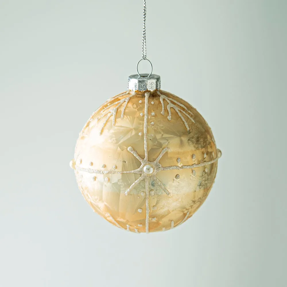 KSP Christmas 'Snowflake' Glass Ball Ornament (Soft Gold)