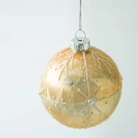 KSP Christmas 'Snowflake' Glass Ball Ornament (Soft Gold)