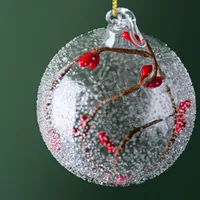 KSP Christmas 'Twigs & Berries' Glass Ball Ornament (Clear/Red)