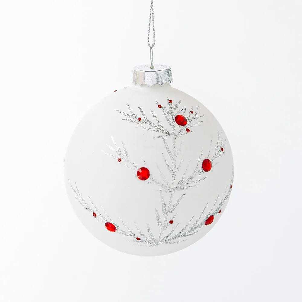 KSP Christmas 'Stem & Berries' Glass Ball Ornament (Multi Colour)