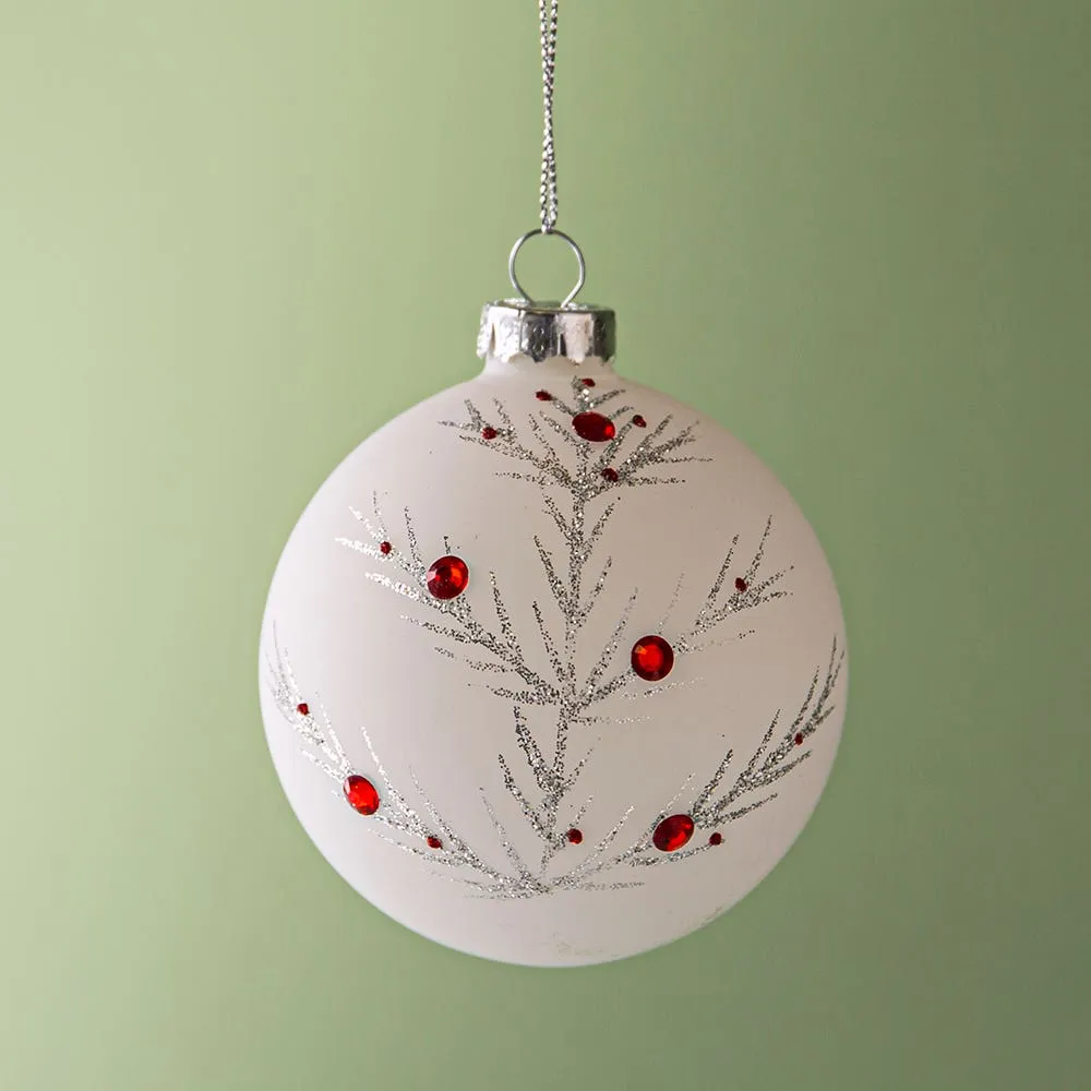 KSP Christmas 'Stem & Berries' Glass Ball Ornament (Multi Colour)