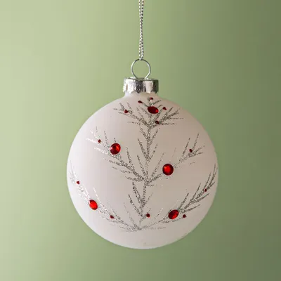 KSP Christmas 'Stem & Berries' Glass Ball Ornament (Multi Colour)