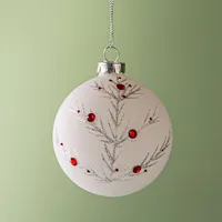 KSP Christmas 'Stem & Berries' Glass Ball Ornament (Multi Colour)