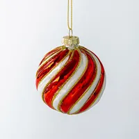 KSP Christmas 'Swirl' Glass Ball Ornament (Red/White)