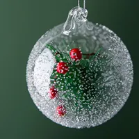 KSP Christmas 'Pine & Berries' Glass Ball Ornament (Multi Colour)