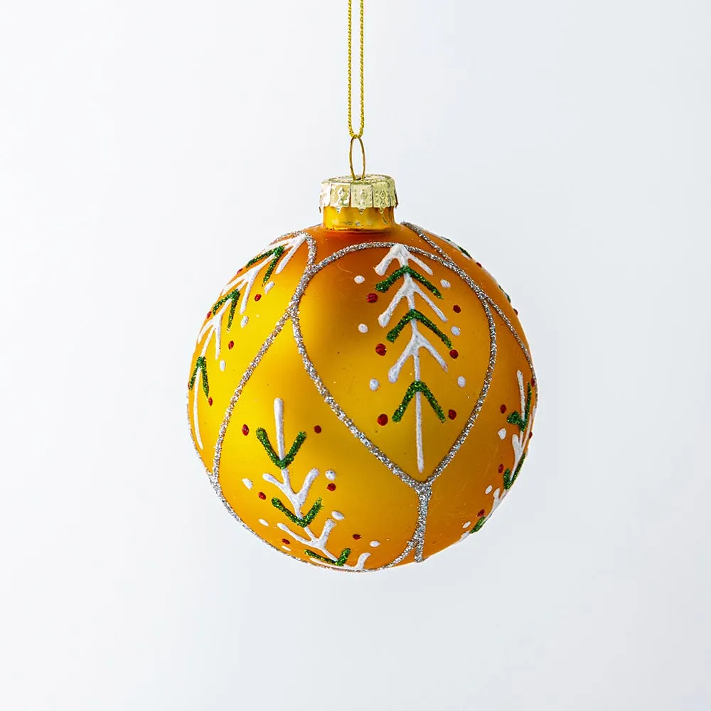 KSP Christmas 'Tree Line' Glass Ball Ornament (Gold)