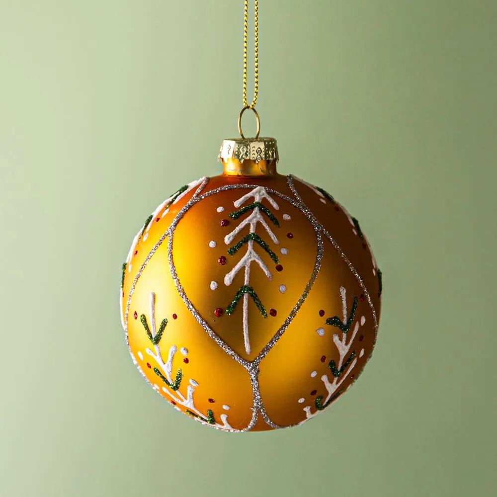 KSP Christmas 'Tree Line' Glass Ball Ornament (Gold)