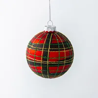 KSP Christmas 'Plaid' Glass Ball Ornament (Red)