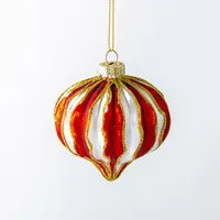 KSP Christmas 'Onion' Glass Ornament (Red/White)