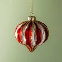 KSP Christmas 'Onion' Glass Ornament (Red/White)