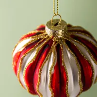 KSP Christmas 'Onion' Glass Ornament (Red/White)