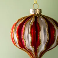 KSP Christmas 'Onion' Glass Ornament (Red/White)