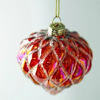 KSP Christmas 'Onion' Glass Ornament 8cm dia. (White/Red)