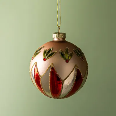 KSP Christmas 'Holly Berries' Glass Ball Ornament (Multi Colour)