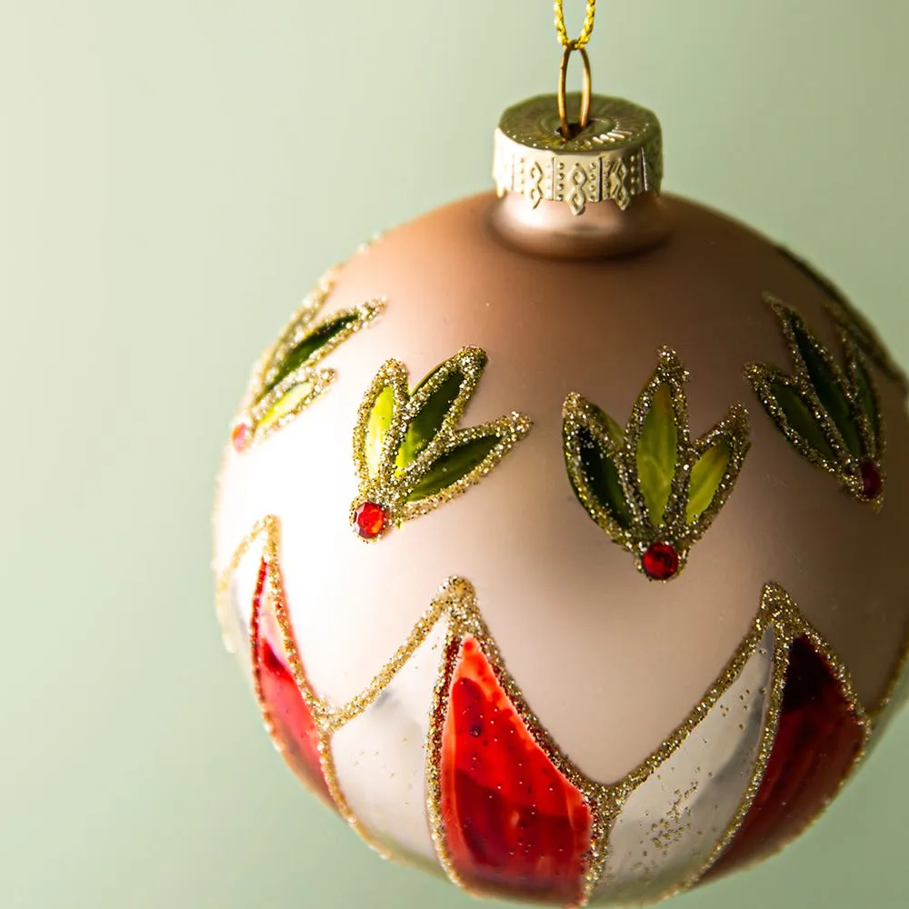 KSP Christmas 'Holly Berries' Glass Ball Ornament (Multi Colour)