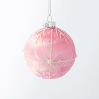 KSP Christmas 'Snowflake' Glass Ball Ornament (Pink)