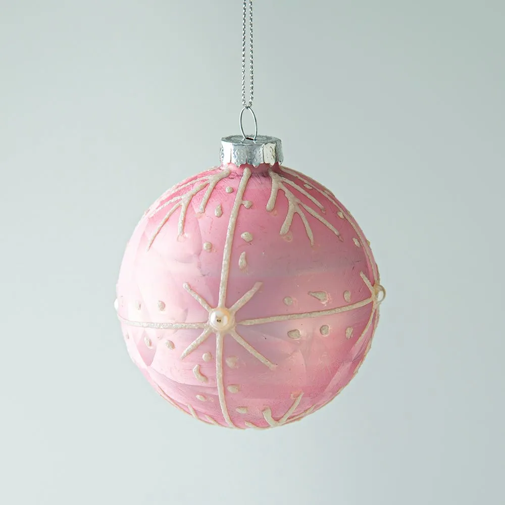 KSP Christmas 'Snowflake' Glass Ball Ornament (Pink)