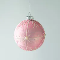 KSP Christmas 'Snowflake' Glass Ball Ornament (Pink)